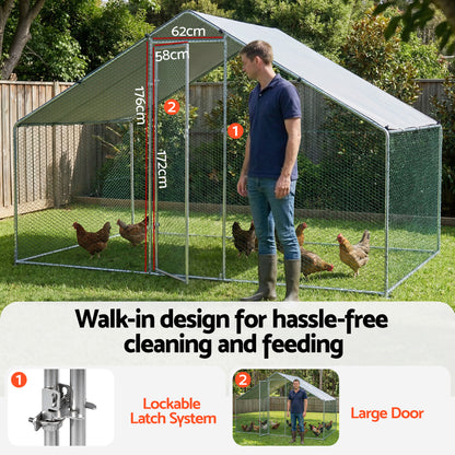 i.Pet Chicken Coop Rabbit Hutch Outdoor Run Walk in Hen Cage Ferret House 3x2x2m - view 5