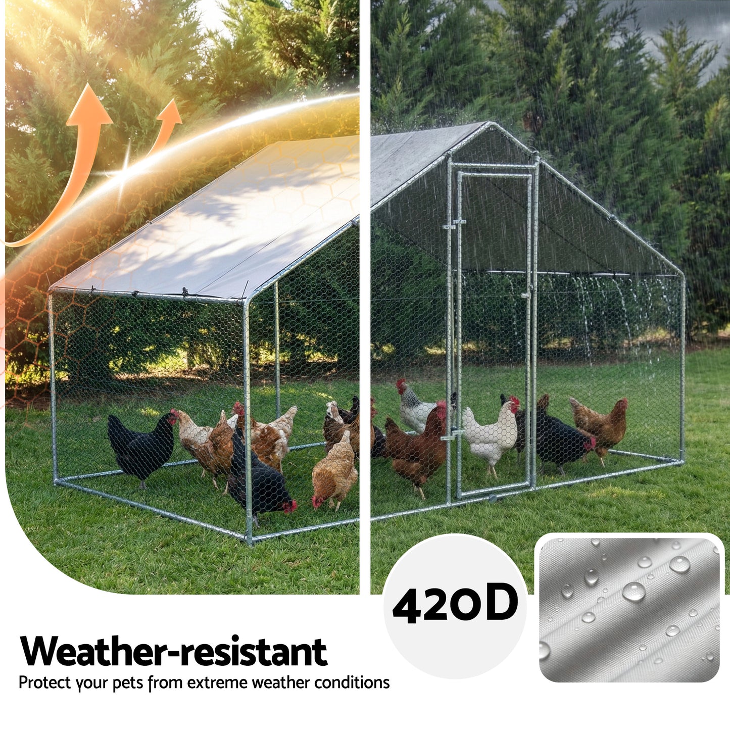 i.Pet Chicken Coop Rabbit Hutch Outdoor Run Walk in Hen Cage Ferret House 3x2x2m - view 6