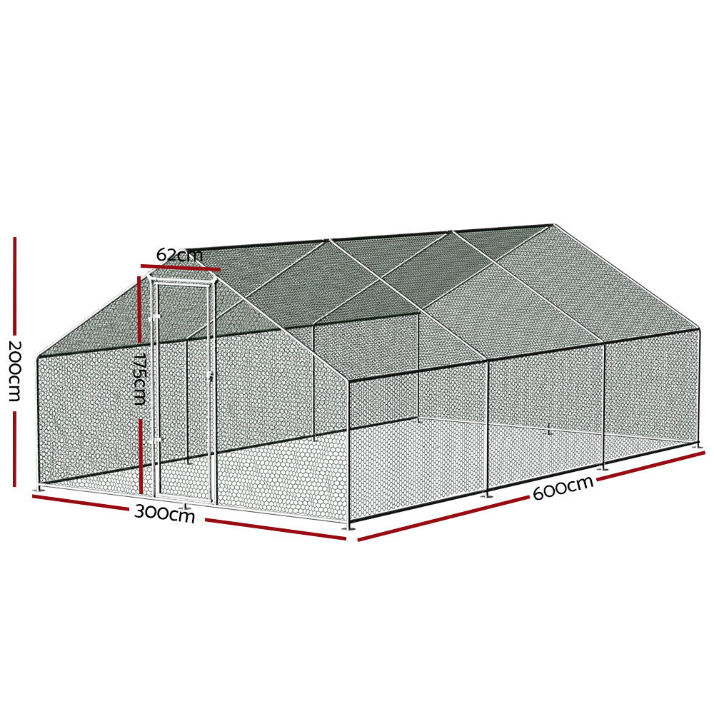 i.Pet Chicken Coop Cage 3x6x2m Galvanised Steel - view 7