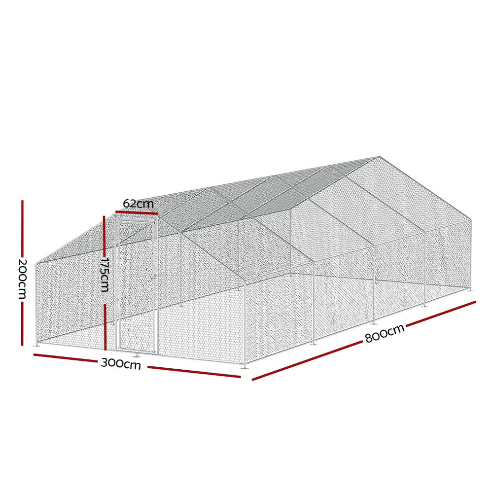 i.Pet Chicken Coop Cage 3x8x2m Galvanised Steel - view 5