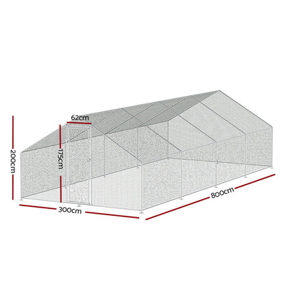 i.Pet Chicken Coop Cage 3x8x2m Galvanised Steel - view 5