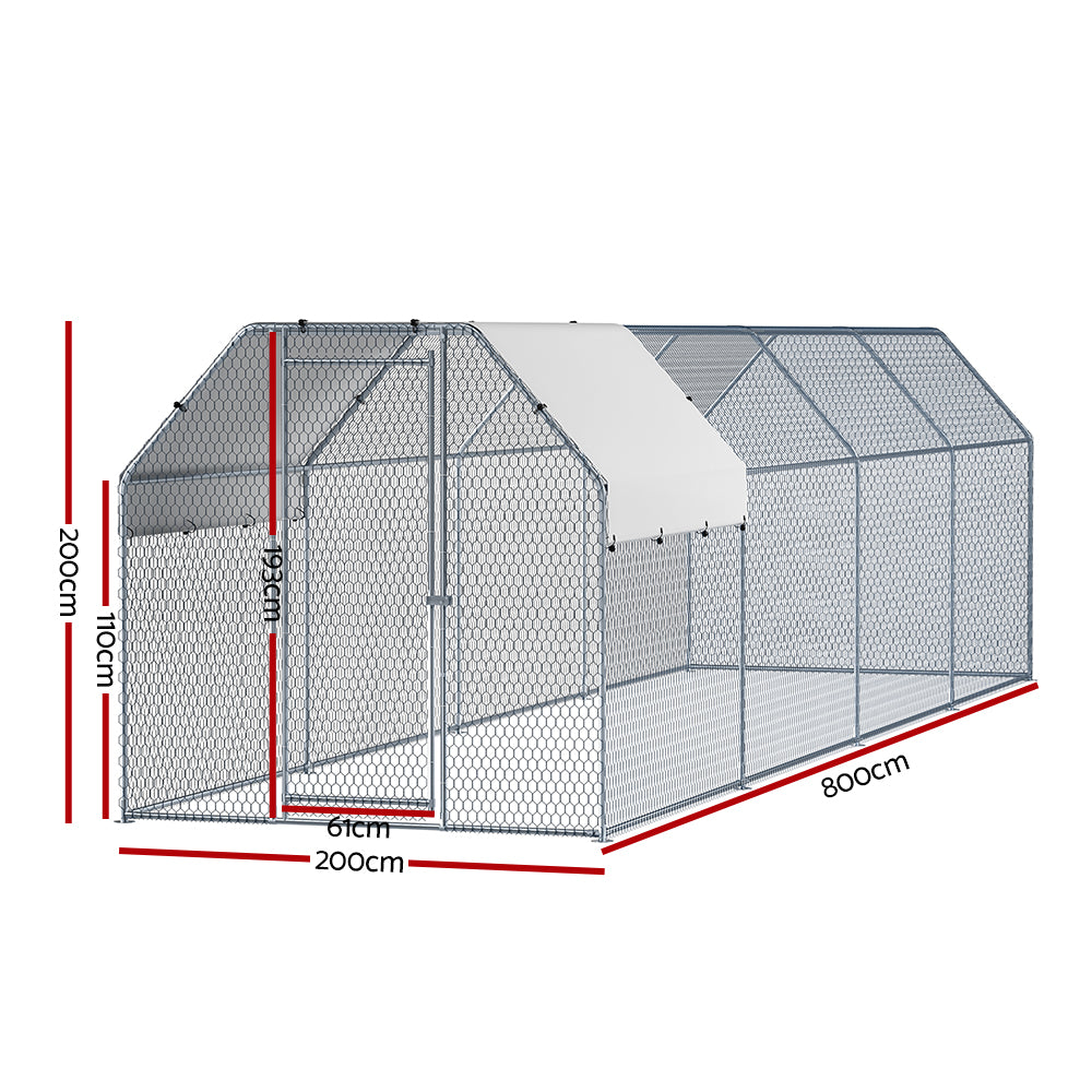 i.Pet Chicken Coop Cage Run Rabbit Hutch Large Walk In Hen House Cover 2mx8mx2m - view 2