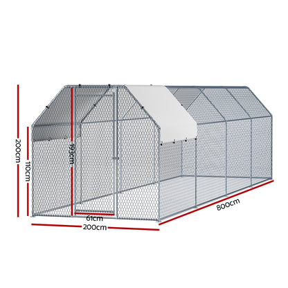 i.Pet Chicken Coop Cage Run Rabbit Hutch Large Walk In Hen House Cover 2mx8mx2m - view 2