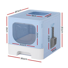i.Pet Cat Litter Box Large Tray Kitty Toilet Enclosed Hooded Foldable Cat Litter Box Scoop Blue - view 2