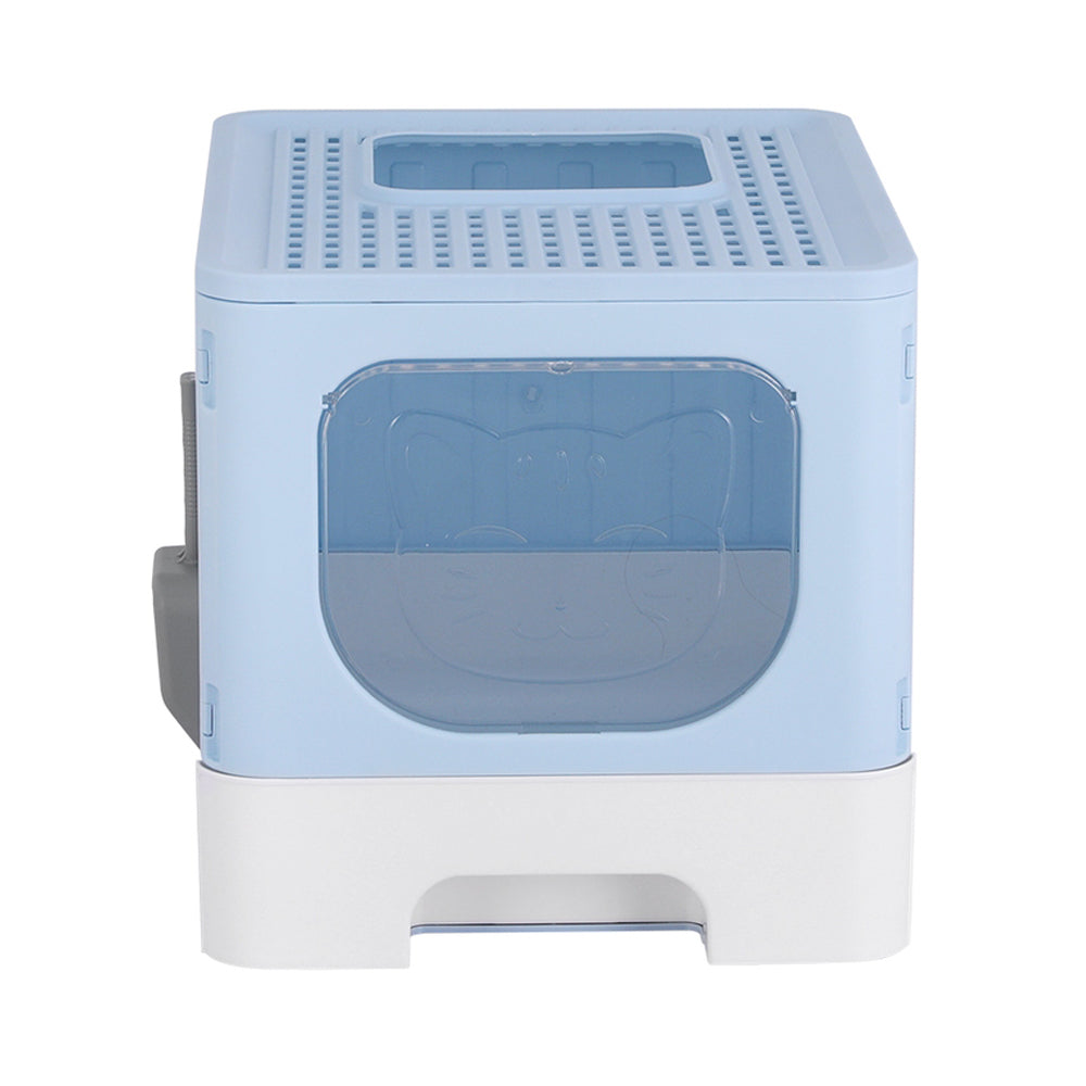 i.Pet Cat Litter Box Large Tray Kitty Toilet Enclosed Hooded Foldable Cat Litter Box Scoop Blue - view 3