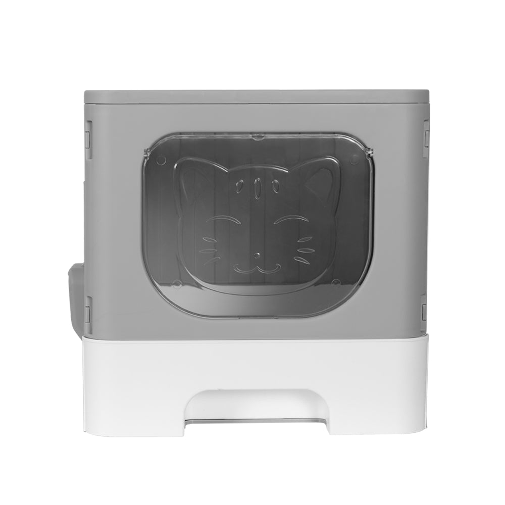 i.Pet Cat Litter Box Large Tray Kitty Toilet Enclosed Hooded Foldable Cat Litter Box Scoop Grey - view 3