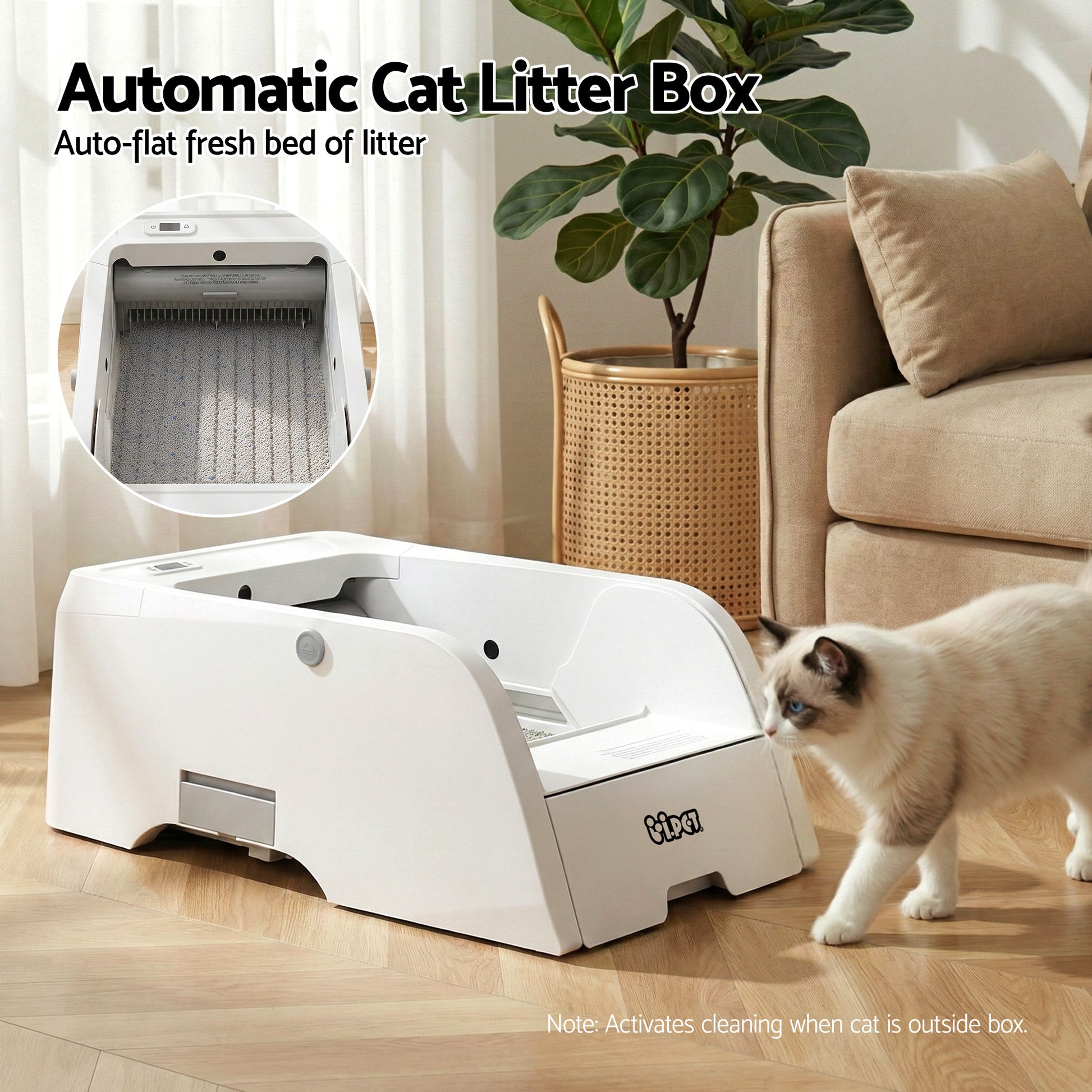 i.pet Automatic Cat Litter Box Self Cleaning Smart Pet Toilet App Control 5L White - view 4