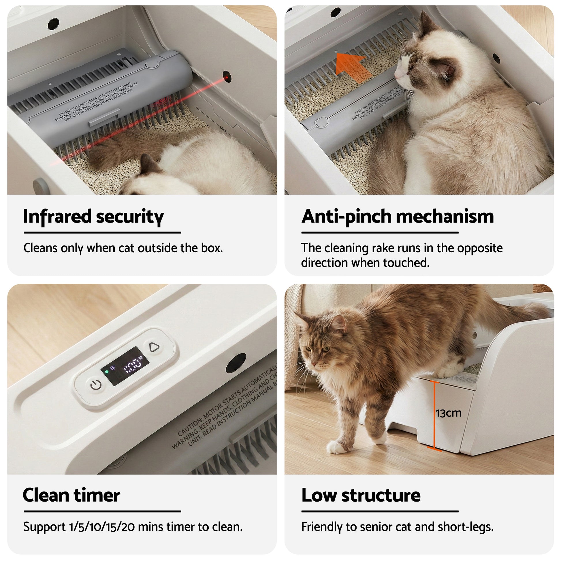 i.pet Automatic Cat Litter Box Self Cleaning Smart Pet Toilet App Control 5L White - view 8
