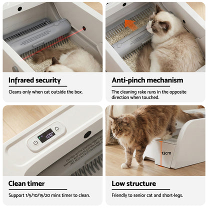 i.pet Automatic Cat Litter Box Self Cleaning Smart Pet Toilet App Control 5L White - view 8