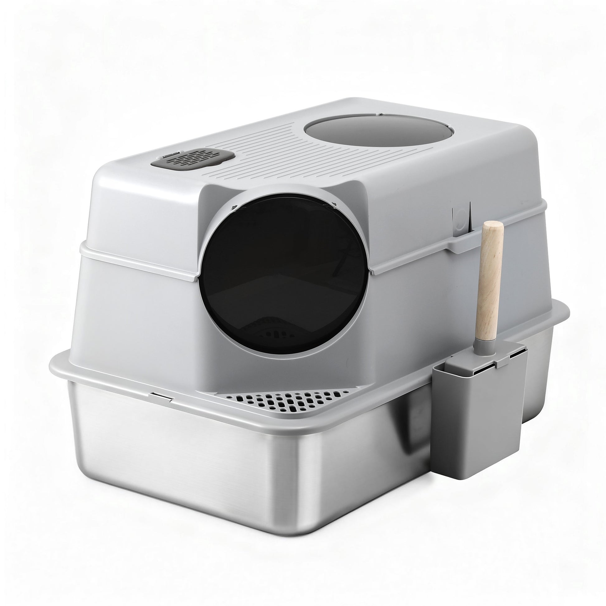 i.Pet Cat Litter Box Large Stainless Steel High Sided Pet Toilet Odour Control
