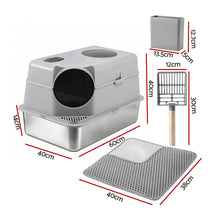 i.Pet Cat Litter Box Large Stainless Steel High Sided Pet Toilet Odour Control - view 2