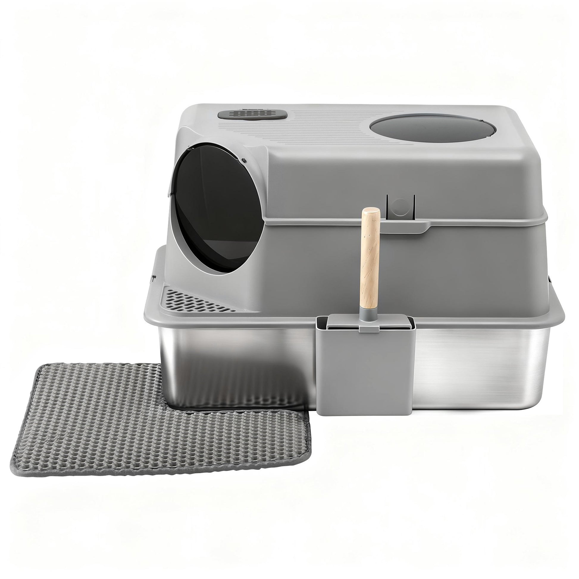 i.Pet Cat Litter Box Large Stainless Steel High Sided Pet Toilet Odour Control - view 3