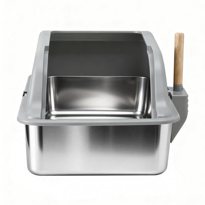i.Pet Cat Litter Box Stainless Steel Large Semi-Enclosed Pet Kitty Toilet Grey - view 3