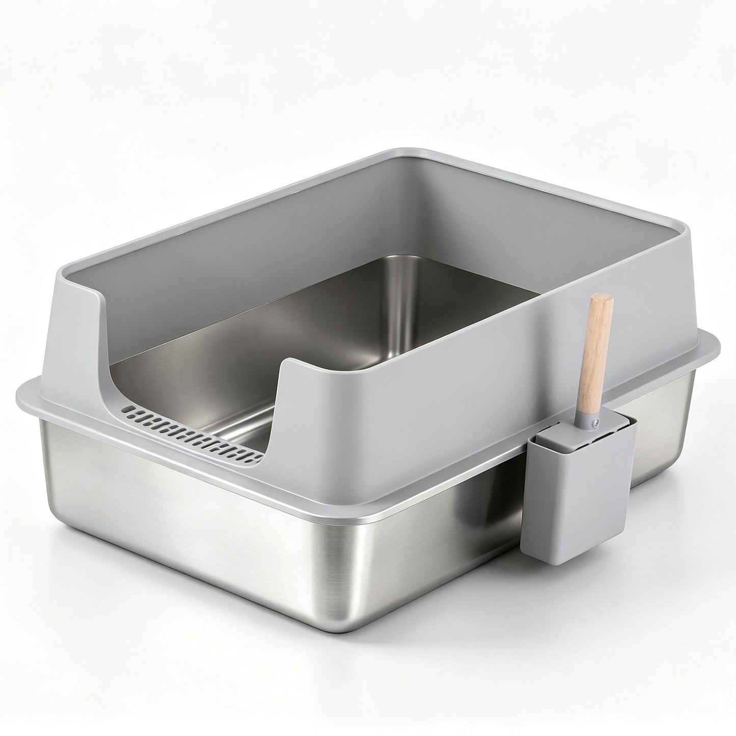 i.Pet XXL Cat Litter Box Stainless Steel Jumbo Semi-Enclosed Pet Kitty Toilet Grey - view 2