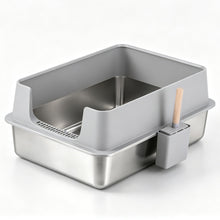 i.Pet XXL Cat Litter Box Stainless Steel Jumbo Semi-Enclosed Pet Kitty Toilet Grey - view 2