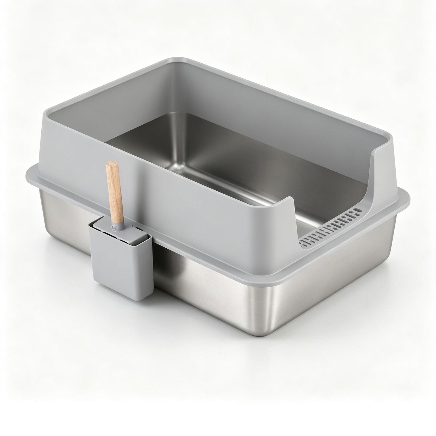 i.Pet XXL Cat Litter Box Stainless Steel Jumbo Semi-Enclosed Pet Kitty Toilet Grey - view 4