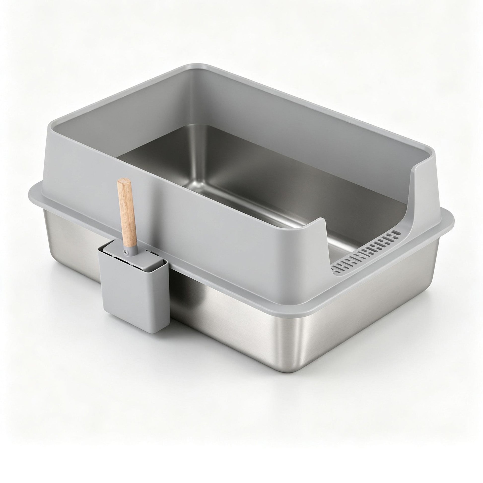 i.Pet XXL Cat Litter Box Stainless Steel Jumbo Semi-Enclosed Pet Kitty Toilet Grey - view 4