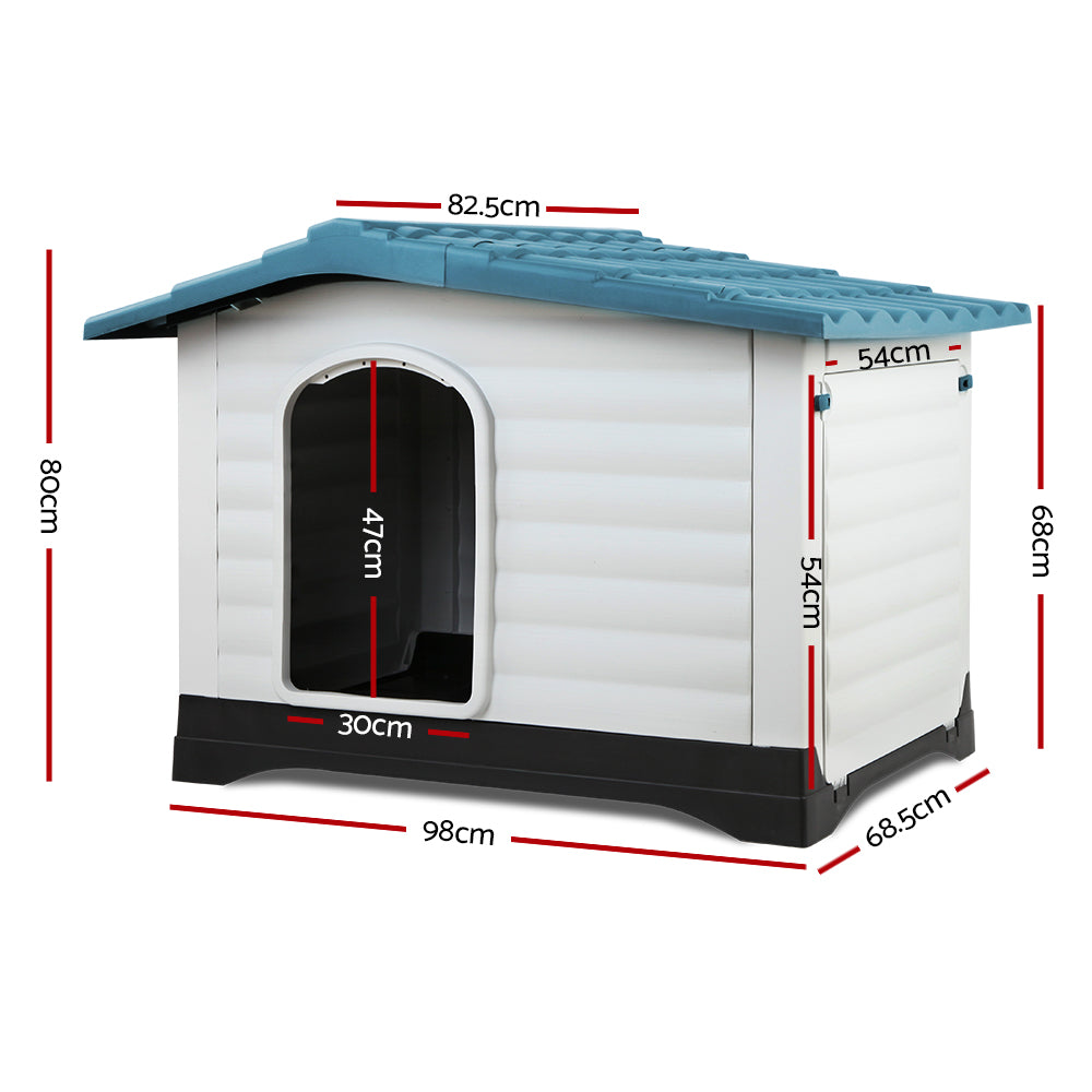 i.Pet Dog Kennel House Extra Large Outdoor Plastic Puppy Pet Cabin Shelter XL Blue - view 2