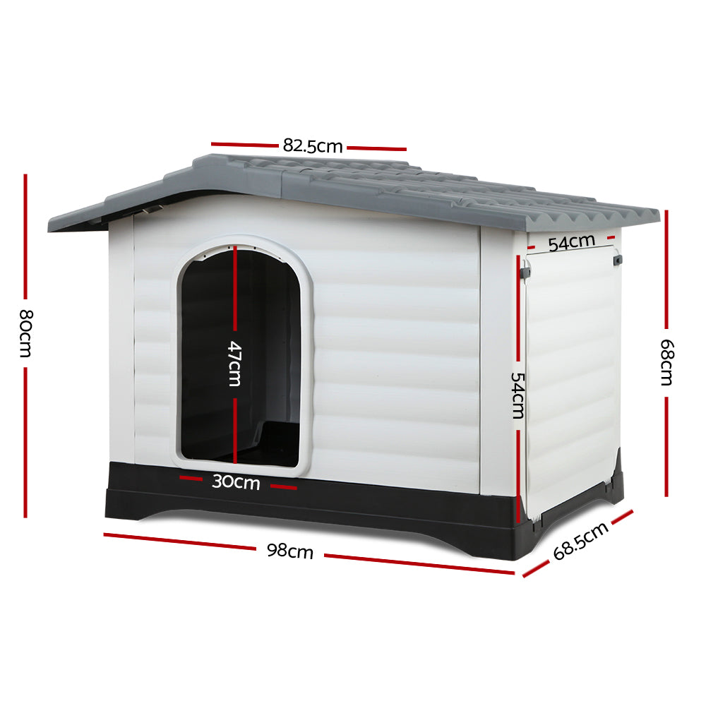 i.Pet Dog Kennel House Extra Large Outdoor Plastic Puppy Pet Cabin Shelter XL Grey - view 2