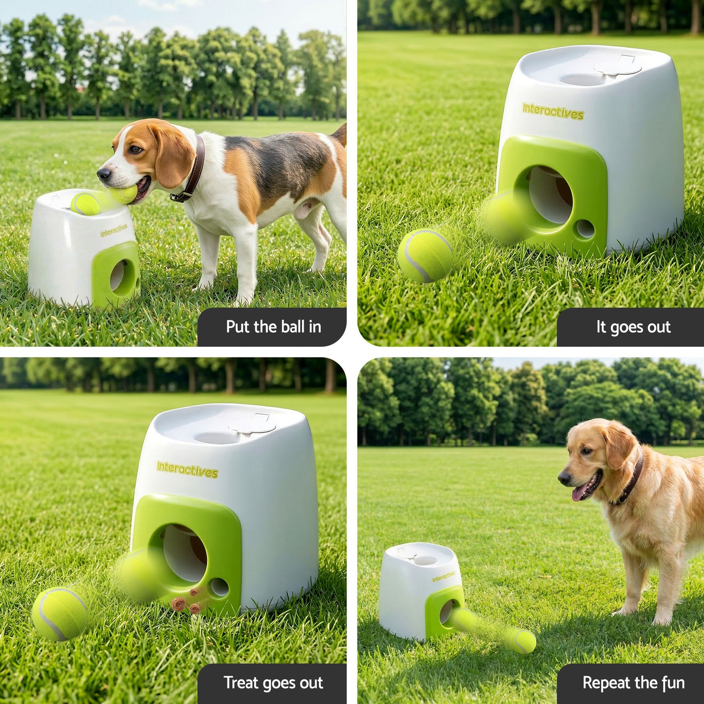 i.Pet 2-in-1 Dog Ball Launcher & Treat Dispenser with 2 Balls Green - view 7