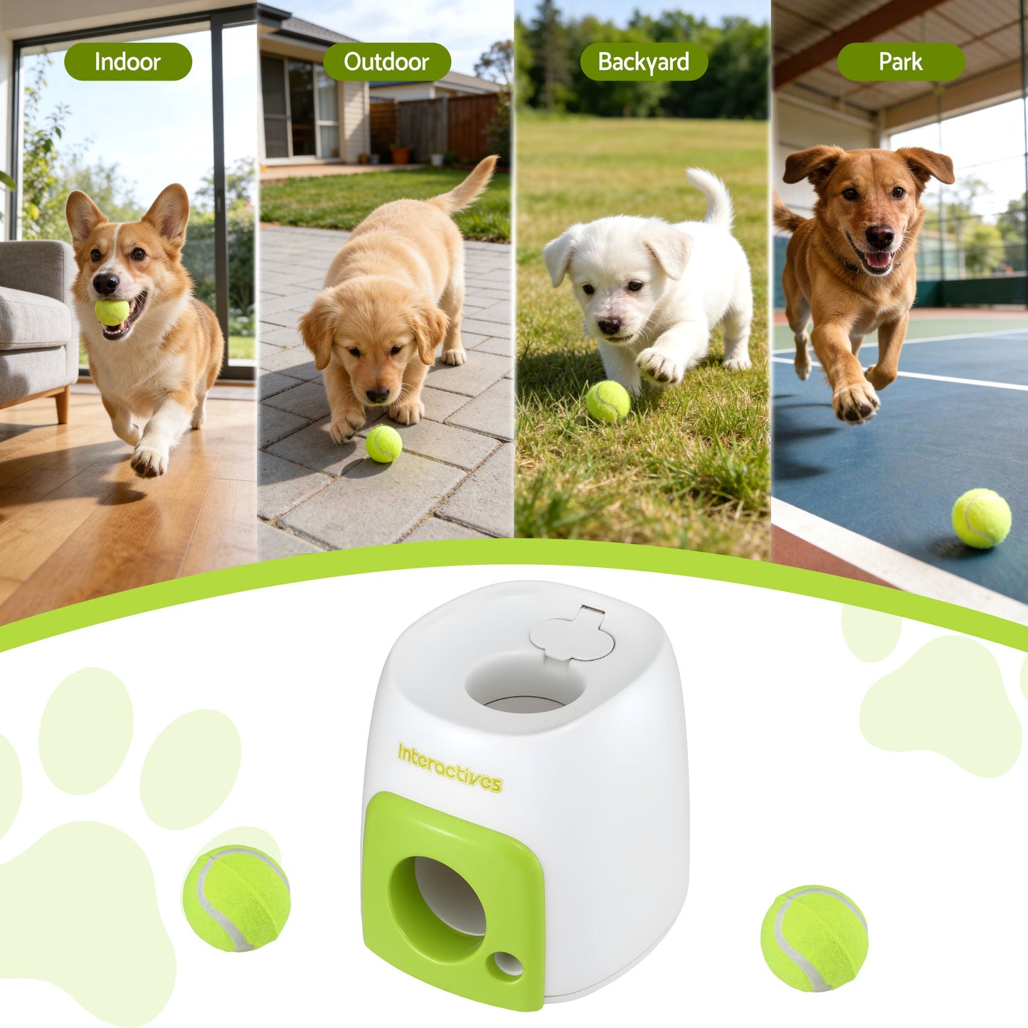 i.Pet 2-in-1 Dog Ball Launcher & Treat Dispenser with 2 Balls Green - view 8