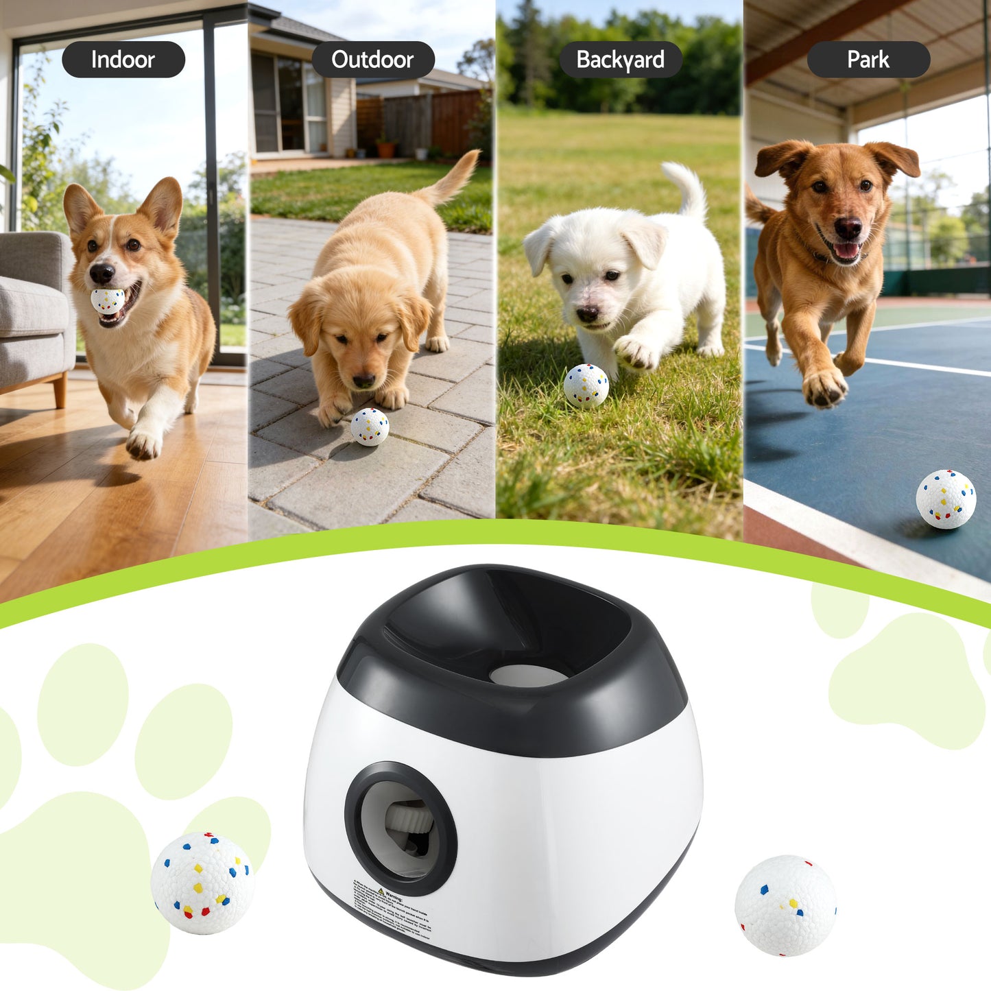 i.Pet Dog Ball Launcher Thrower with 6 ETPU Balls & 14/18/22m Launch Distance Black - view 7
