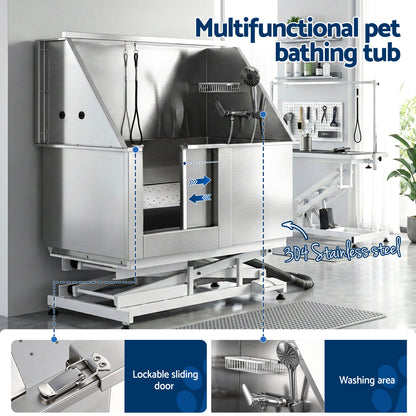 i.Pet Electric Pet Bath Tub Dog Grooming Stainless Steel Wash Station 127cm - view 4