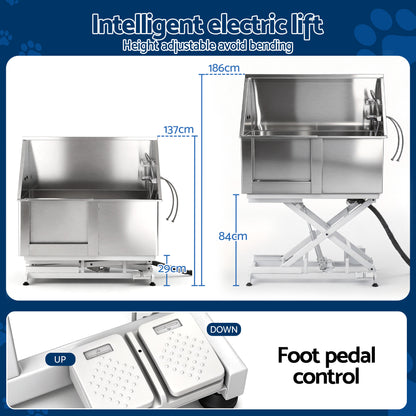 i.Pet Electric Pet Bath Tub Dog Grooming Stainless Steel Wash Station 127cm - view 5