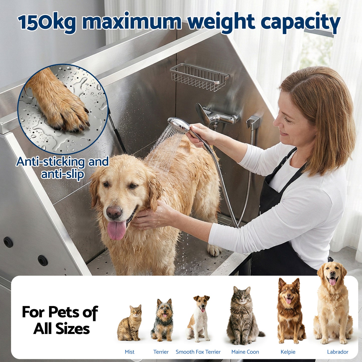 i.Pet Electric Pet Bath Tub Dog Grooming Stainless Steel Wash Station 127cm - view 6