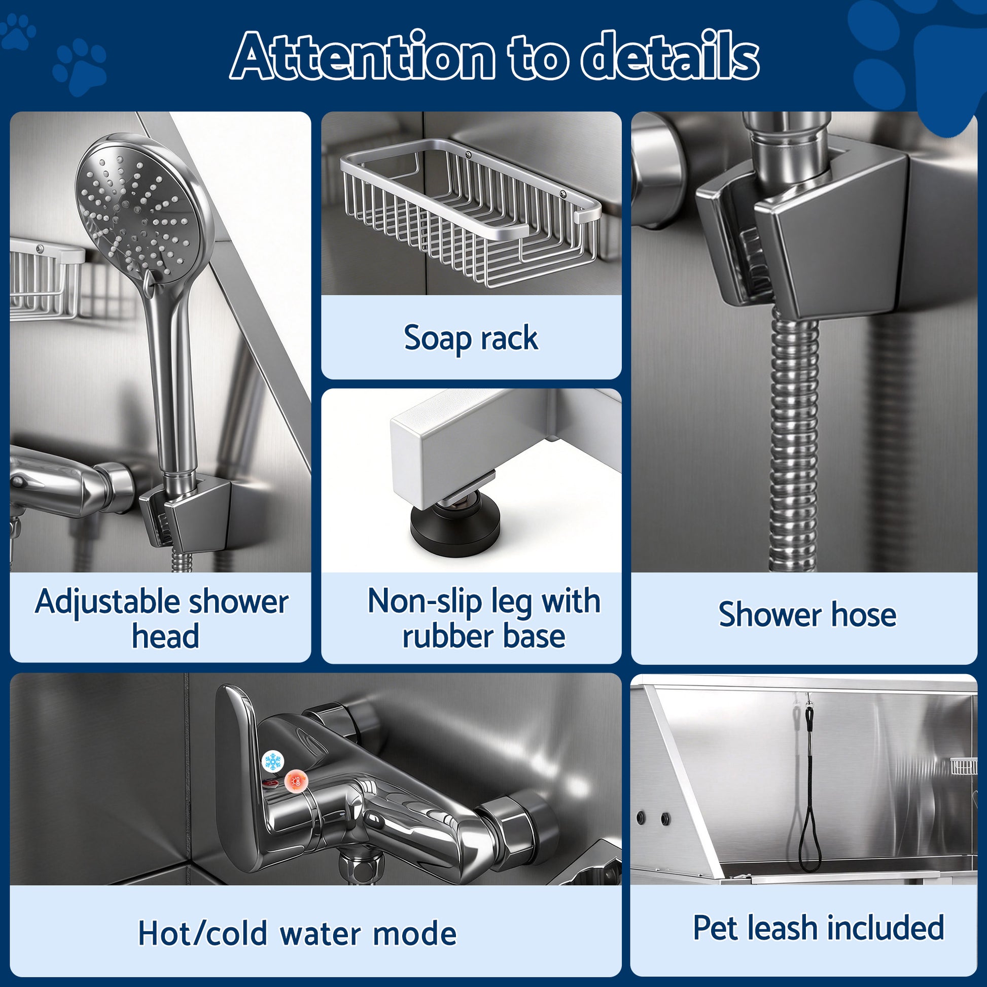 i.Pet Electric Pet Bath Tub Dog Grooming Stainless Steel Wash Station 127cm - view 7