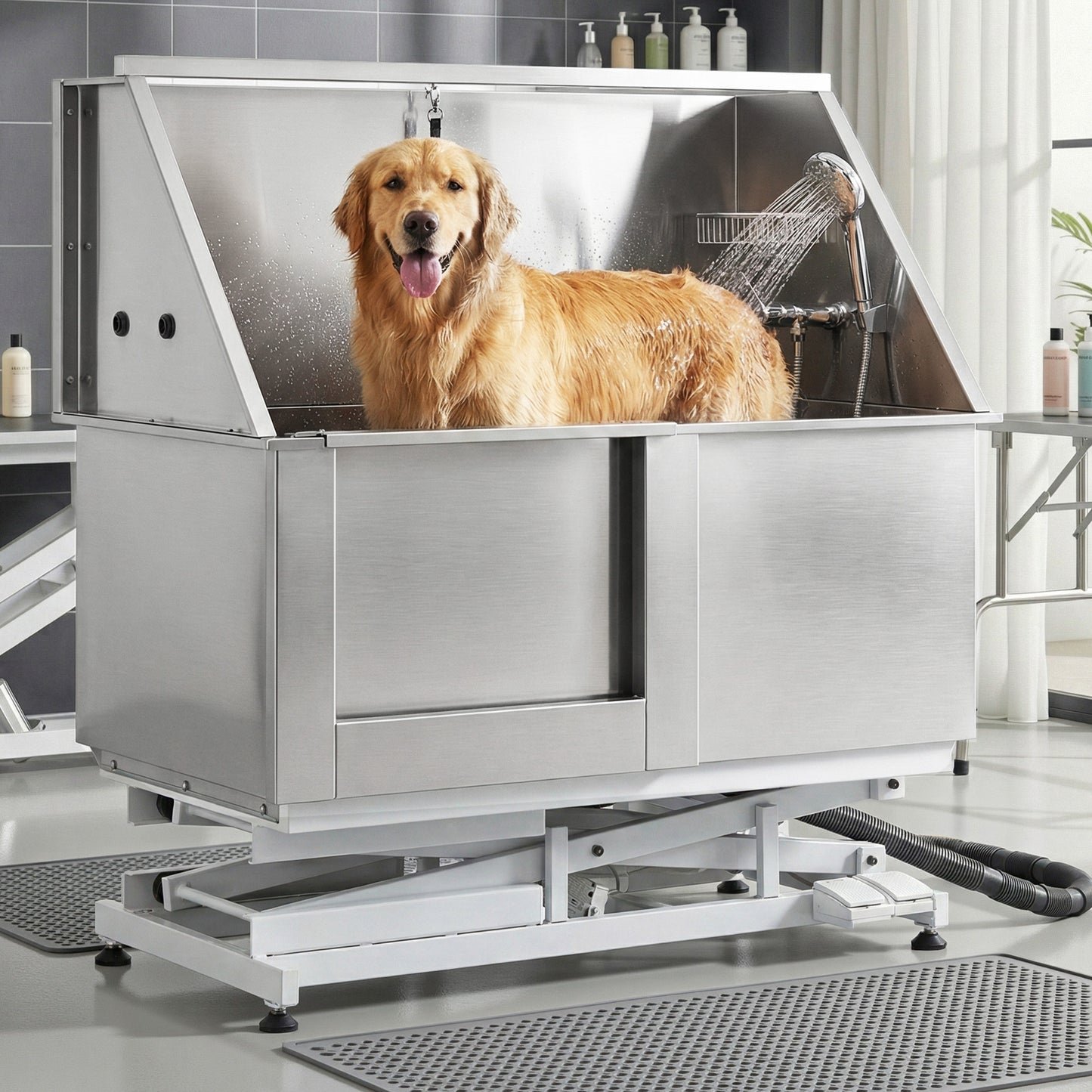 i.Pet Electric Pet Bath Tub Dog Grooming Stainless Steel Wash Station 127cm - view 8