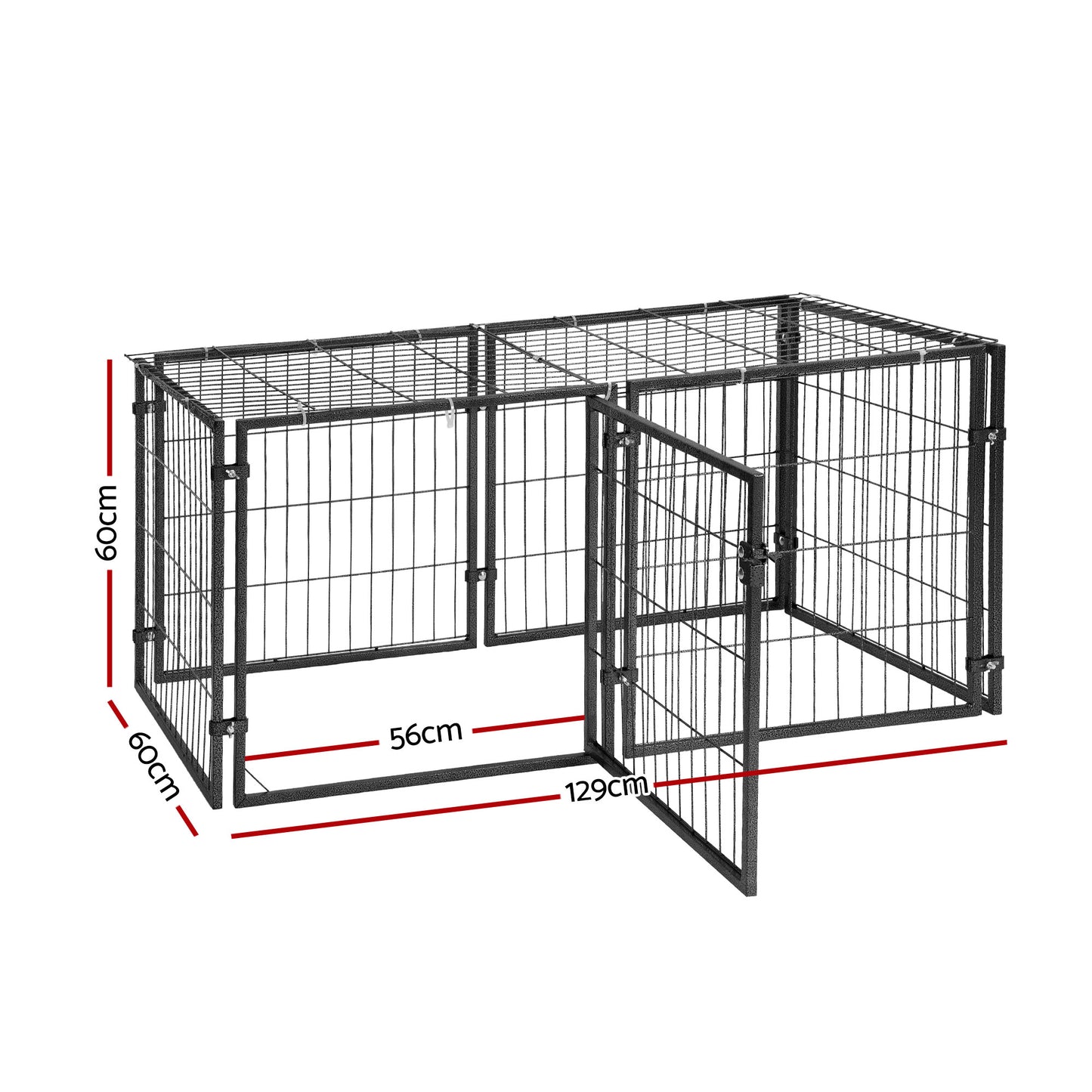i.Pet Large Dog Crate Cage Playpen 129cm Puppy Pen Pet Enclosure Black - view 2