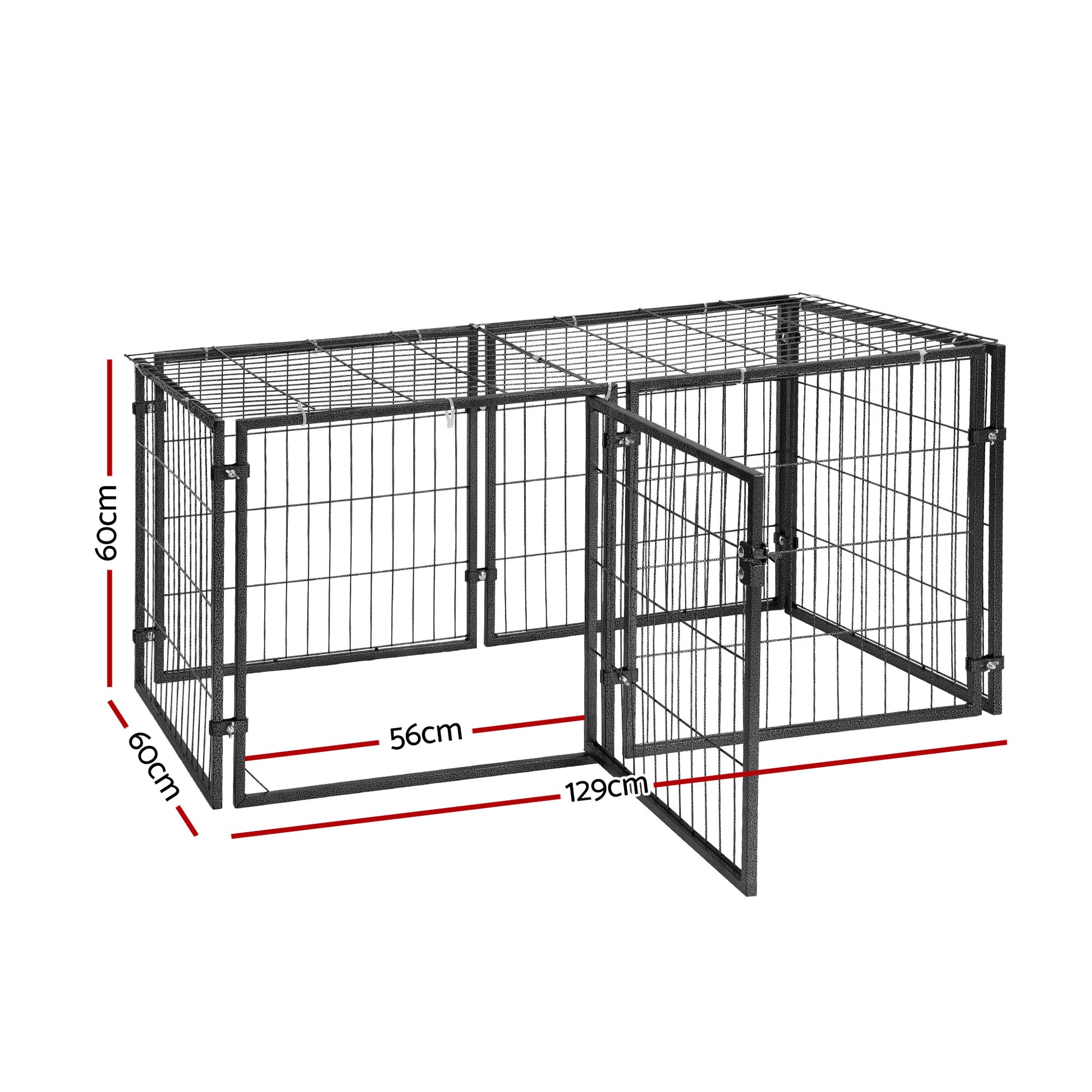 i.Pet Large Dog Crate Cage Playpen 129cm Puppy Pen Pet Enclosure Black - view 2