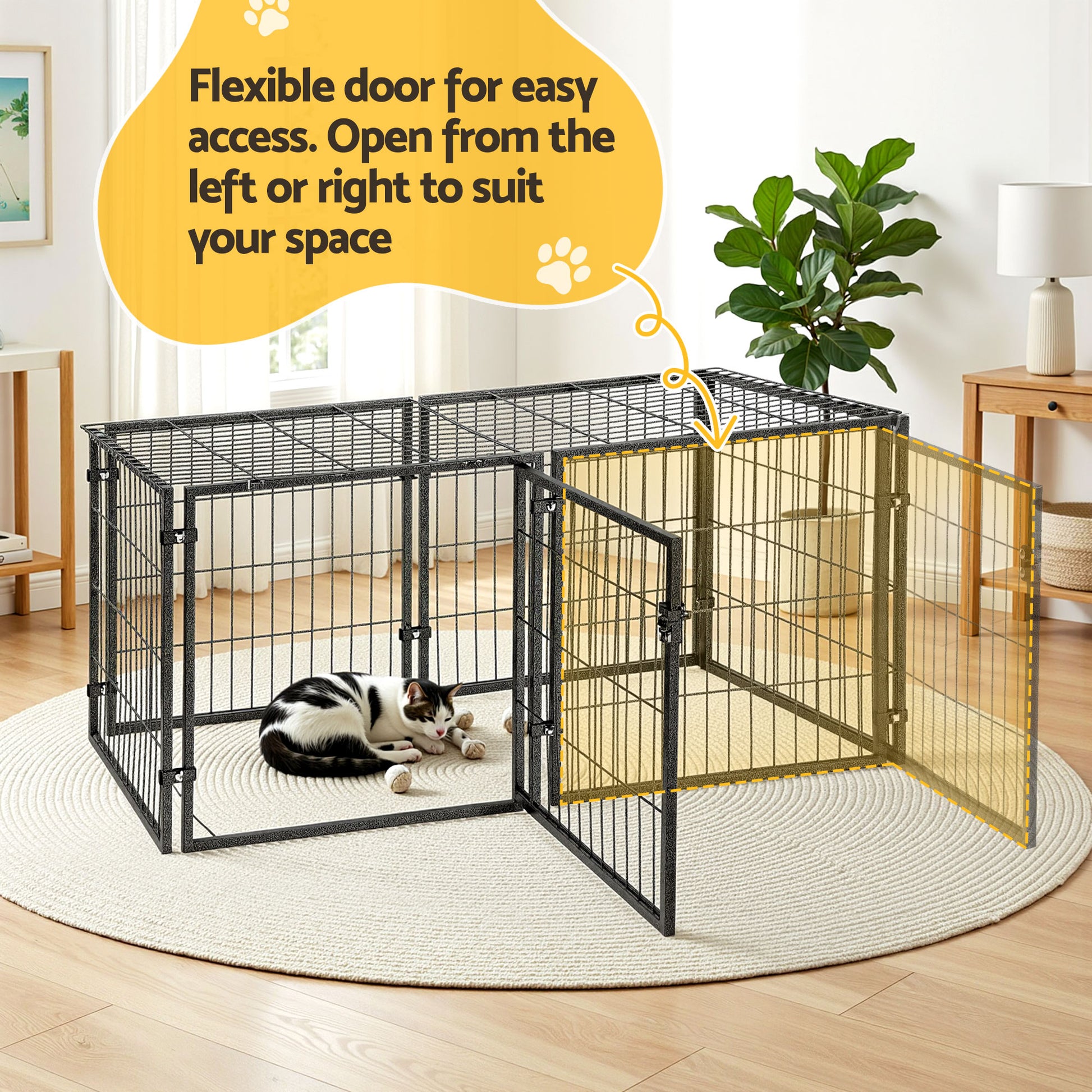 i.Pet Large Dog Crate Cage Playpen 129cm Puppy Pen Pet Enclosure Black - view 6