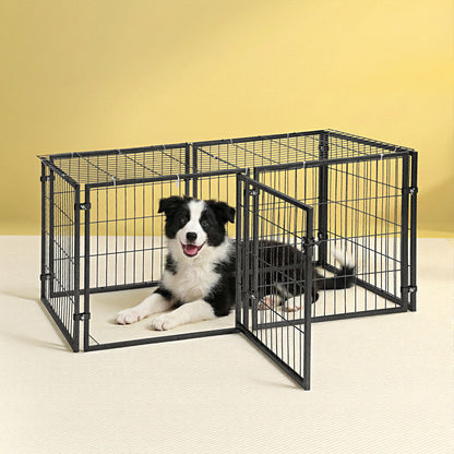 i.Pet Large Dog Crate Cage Playpen 129cm Puppy Pen Pet Enclosure Black - view 7