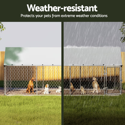 i.Pet Dog Kennel Large House XL Pet Run Cage Puppy Outdoor Enclosure 2Mx4M - view 5