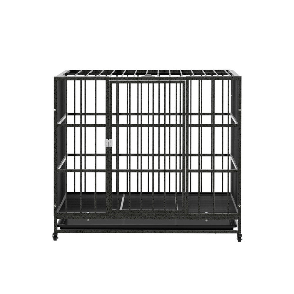 i.Pet Dog Cage Crate Large Puppy Cat Anti-Bite Pet Kennel Wheels w/Tray Metal - view 3