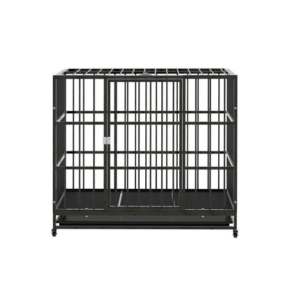i.Pet Dog Cage Crate Large Puppy Cat Anti-Bite Pet Kennel Wheels w/Tray Metal - view 3