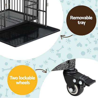 i.Pet Dog Cage Crate Large Puppy Cat Anti-Bite Pet Kennel Wheels w/Tray Metal - view 6