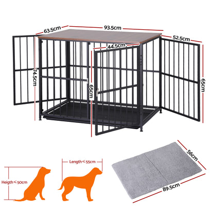 i.Pet Large Dog Crate Furniture 93cm Dog Cage Puppy Pet Wooden Black - view 3