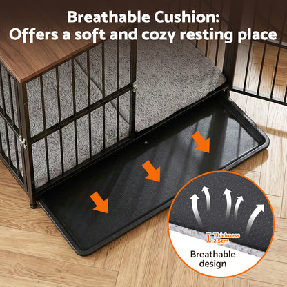 i.Pet Large Dog Crate Furniture 93cm Dog Cage Puppy Pet Wooden Black - view 10