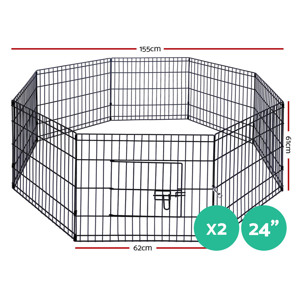 i.Pet 2x24" 8 Panel Dog Playpen Pet Fence Exercise Cage Enclosure Play Pen - view 2