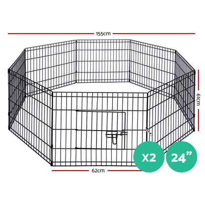 i.Pet 2x24" 8 Panel Dog Playpen Pet Fence Exercise Cage Enclosure Play Pen - view 2