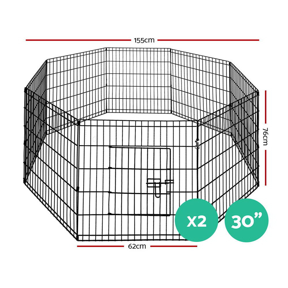 i.Pet 2x30" 8 Panel Dog Playpen Pet Fence Exercise Cage Enclosure Play Pen - view 2