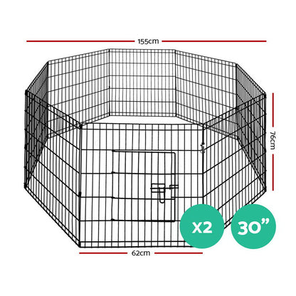 i.Pet 2x30" 8 Panel Dog Playpen Pet Fence Exercise Cage Enclosure Play Pen - view 2