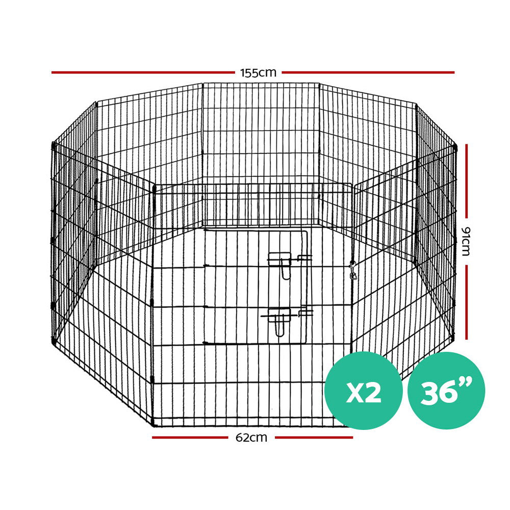 i.Pet 2x36" 8 Panel Dog Playpen Pet Fence Exercise Cage Enclosure Play Pen - view 2