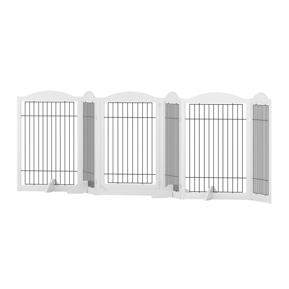 i.Pet Dog Playpen Enclosure 6 Panel Pet Fence Wooden Play Pen - view 3