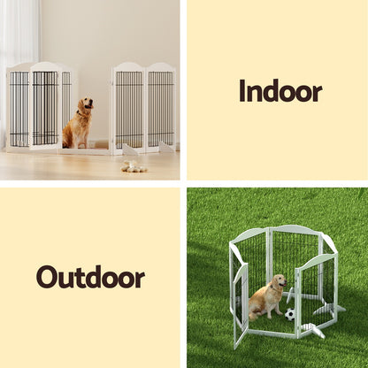 i.Pet Dog Playpen Enclosure 6 Panel Pet Fence Wooden Play Pen - view 5