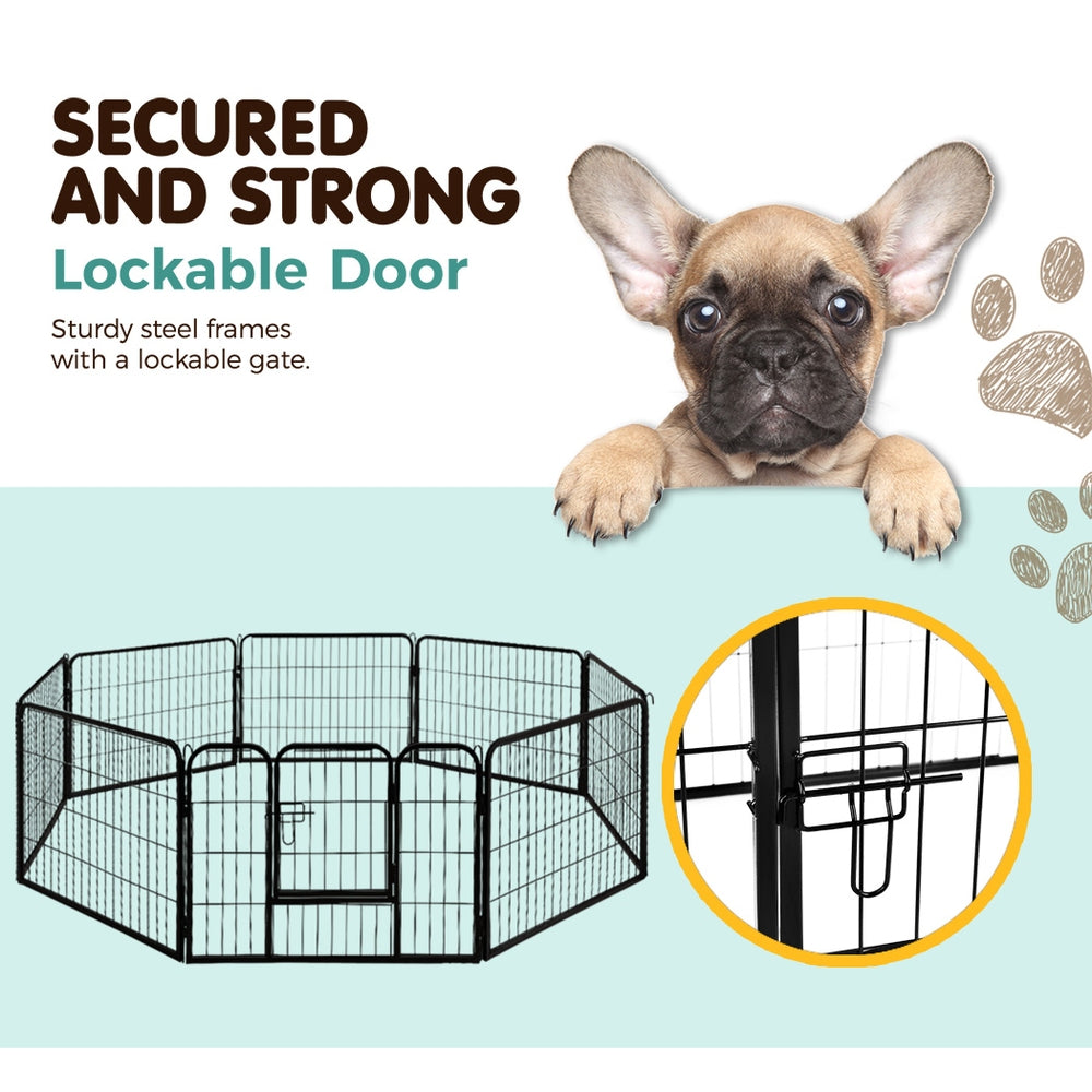 i.Pet 24" 8 Panel Dog Playpen Pet Exercise Cage Enclosure Fence Play Pen - view 4