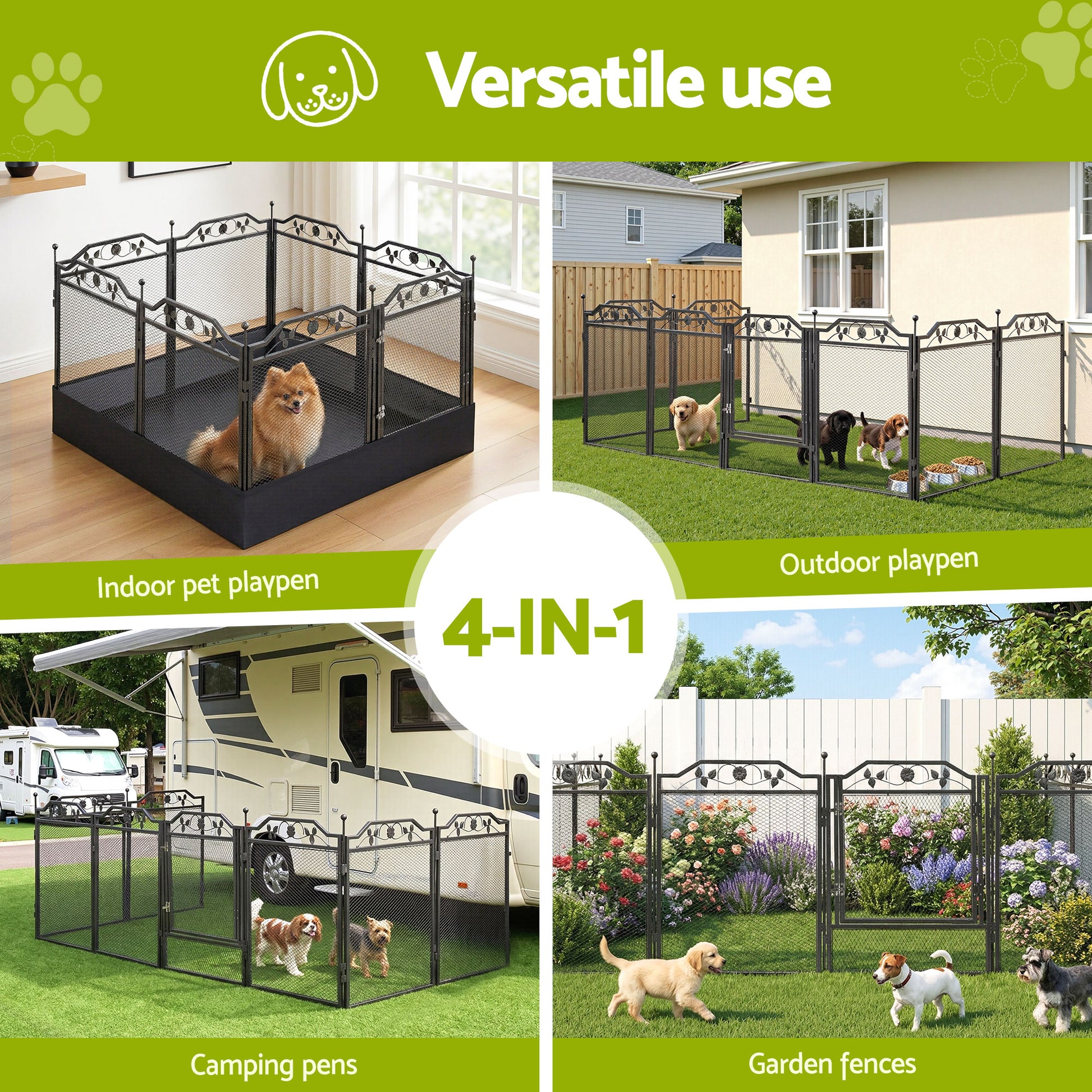 i.Pet Pet Dog Playpen Heavy-Duty Enclosure Multi-Configuration Indoor Outdoor Black - view 7